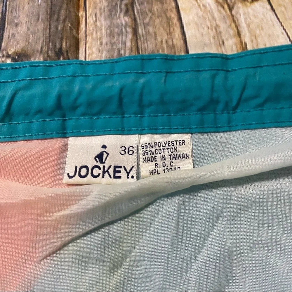 Vintage 70’s Jockey Orange Green Striped Brief Lined Swim Trunks Shorts